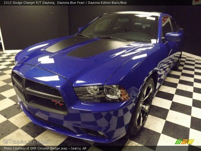Daytona Blue Pearl / Daytona Edition Black/Blue 2013 Dodge Charger R/T Daytona