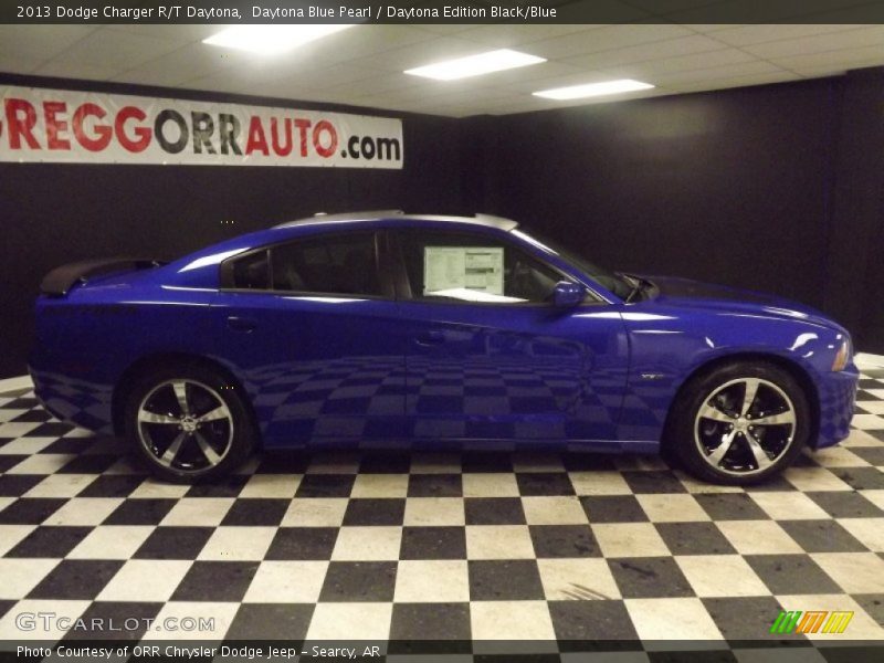 Daytona Blue Pearl / Daytona Edition Black/Blue 2013 Dodge Charger R/T Daytona