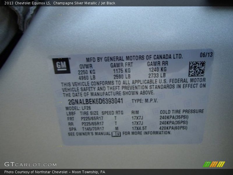 Champagne Silver Metallic / Jet Black 2013 Chevrolet Equinox LS