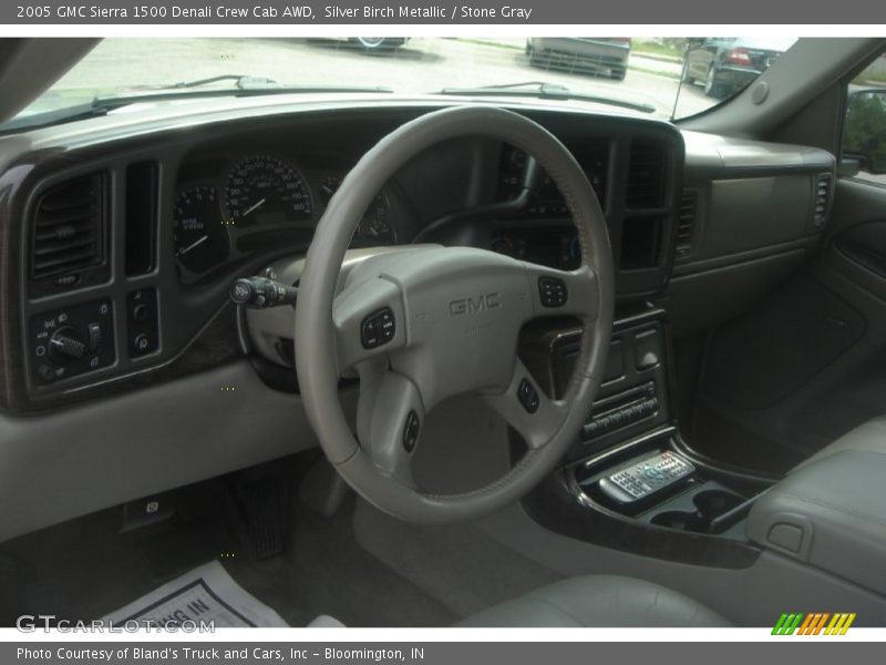 Silver Birch Metallic / Stone Gray 2005 GMC Sierra 1500 Denali Crew Cab AWD
