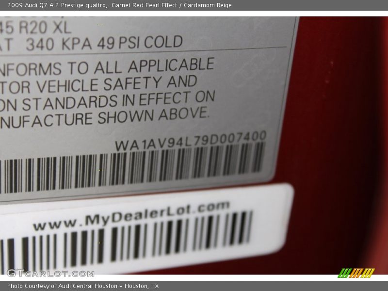 Garnet Red Pearl Effect / Cardamom Beige 2009 Audi Q7 4.2 Prestige quattro