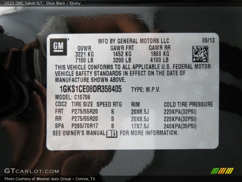 Onyx Black / Ebony 2013 GMC Yukon SLT