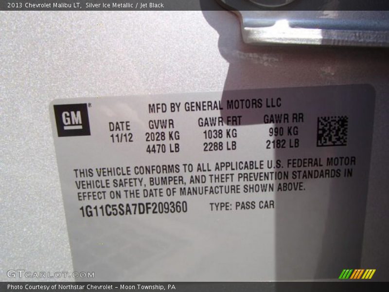 Silver Ice Metallic / Jet Black 2013 Chevrolet Malibu LT