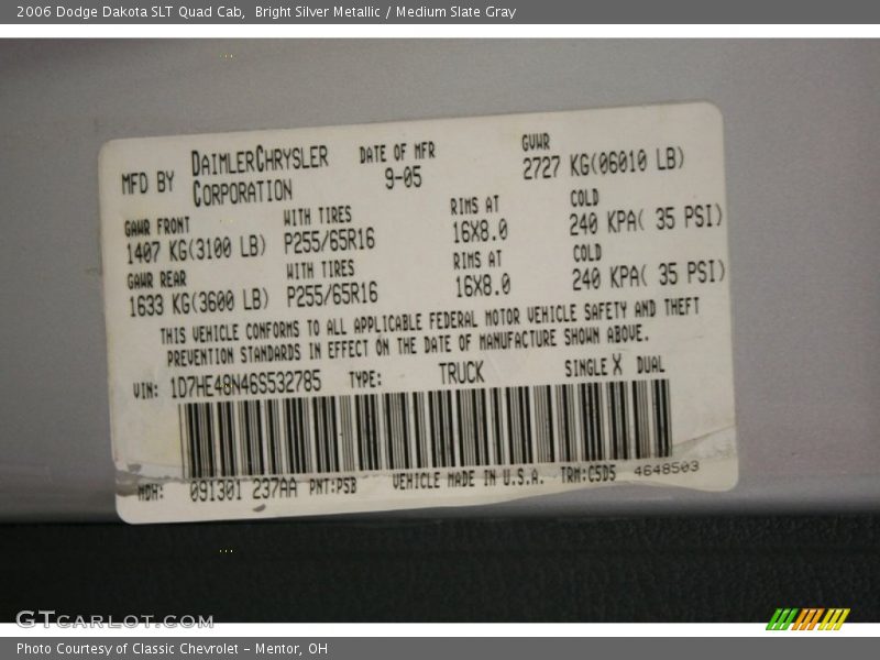 Bright Silver Metallic / Medium Slate Gray 2006 Dodge Dakota SLT Quad Cab
