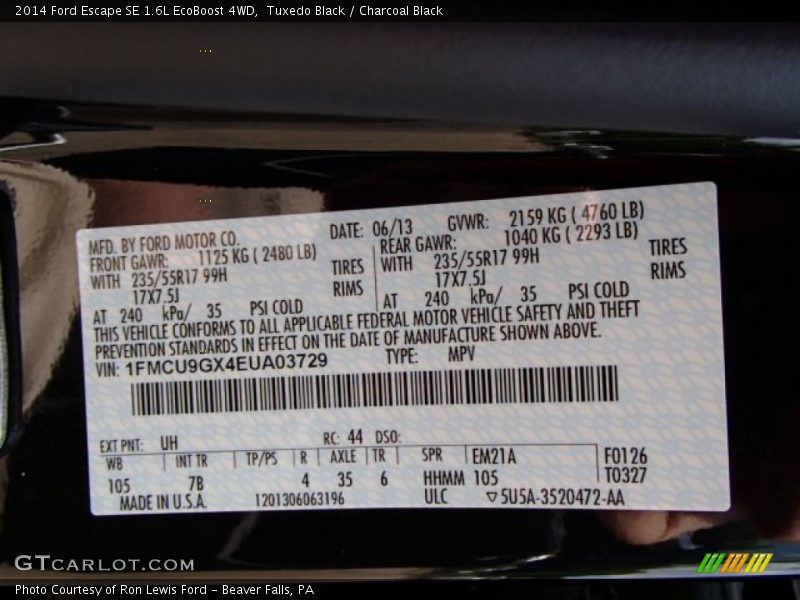 Tuxedo Black / Charcoal Black 2014 Ford Escape SE 1.6L EcoBoost 4WD