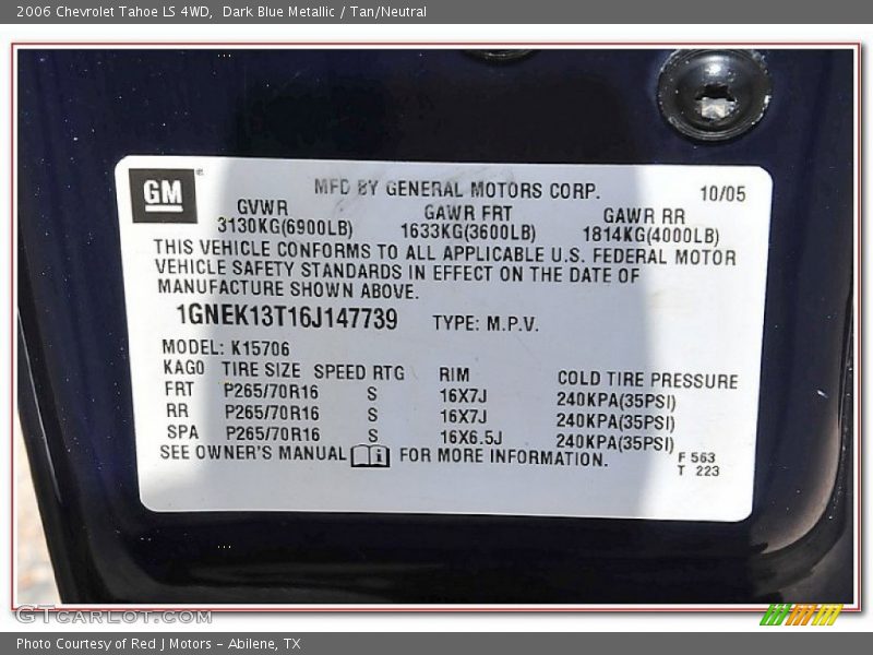 Dark Blue Metallic / Tan/Neutral 2006 Chevrolet Tahoe LS 4WD