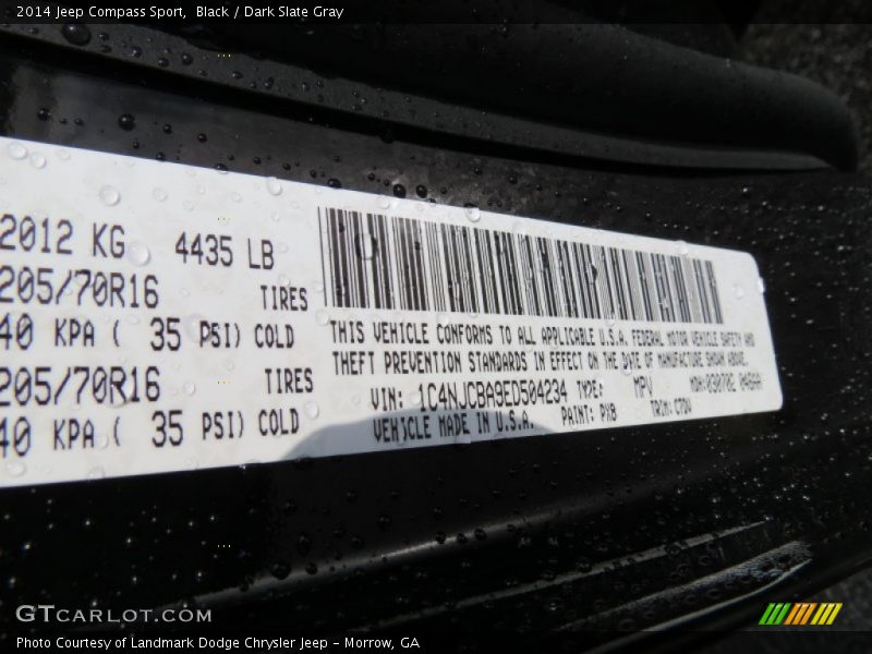 Black / Dark Slate Gray 2014 Jeep Compass Sport