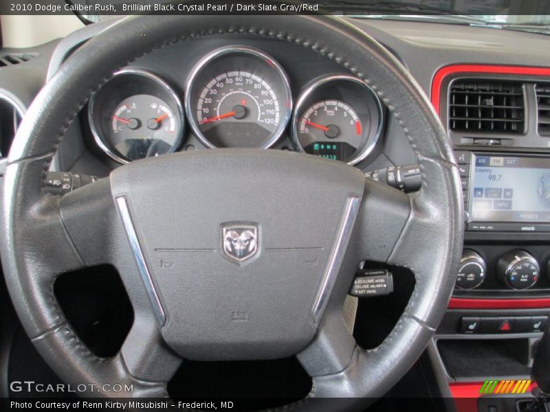 Brilliant Black Crystal Pearl / Dark Slate Gray/Red 2010 Dodge Caliber Rush