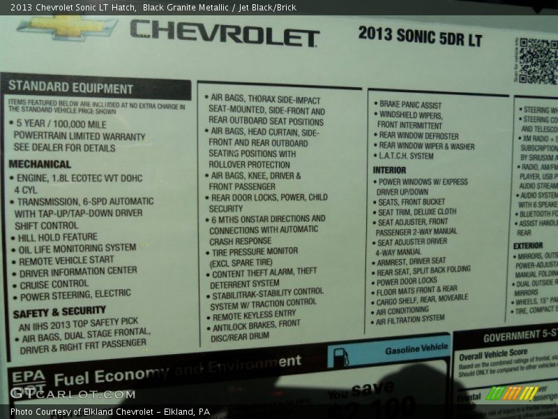 Black Granite Metallic / Jet Black/Brick 2013 Chevrolet Sonic LT Hatch