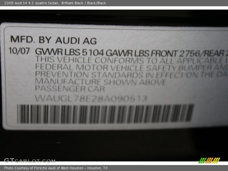 Brilliant Black / Black/Black 2008 Audi S4 4.2 quattro Sedan
