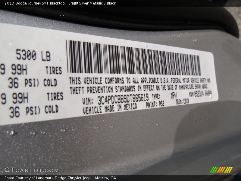 Bright Silver Metallic / Black 2013 Dodge Journey SXT Blacktop