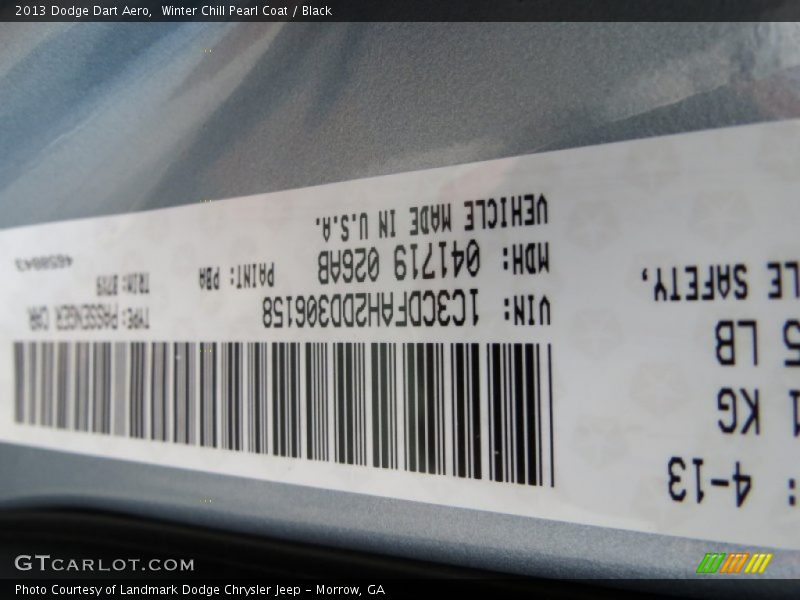 Winter Chill Pearl Coat / Black 2013 Dodge Dart Aero