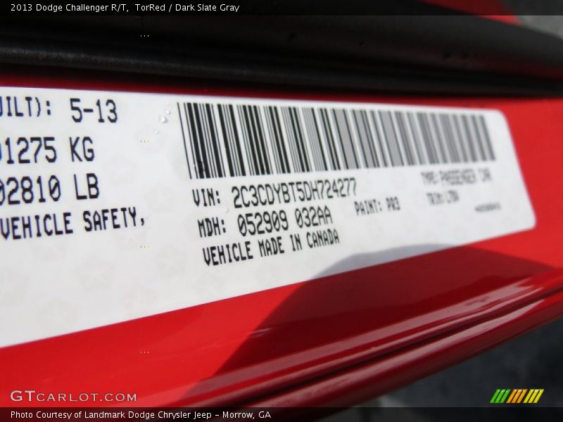 TorRed / Dark Slate Gray 2013 Dodge Challenger R/T
