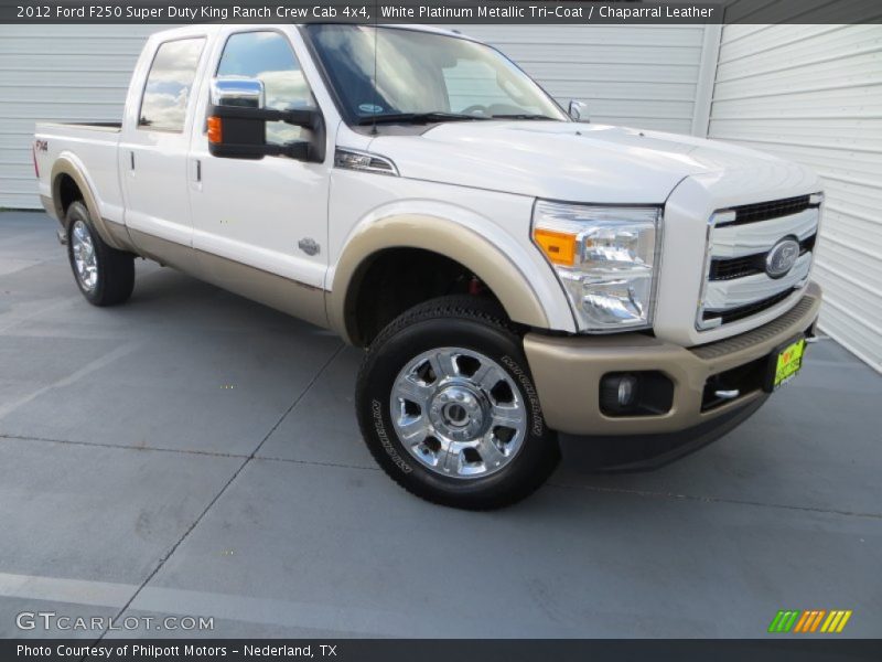White Platinum Metallic Tri-Coat / Chaparral Leather 2012 Ford F250 Super Duty King Ranch Crew Cab 4x4