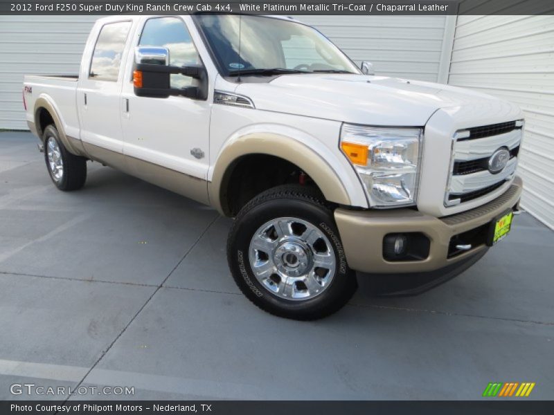 White Platinum Metallic Tri-Coat / Chaparral Leather 2012 Ford F250 Super Duty King Ranch Crew Cab 4x4