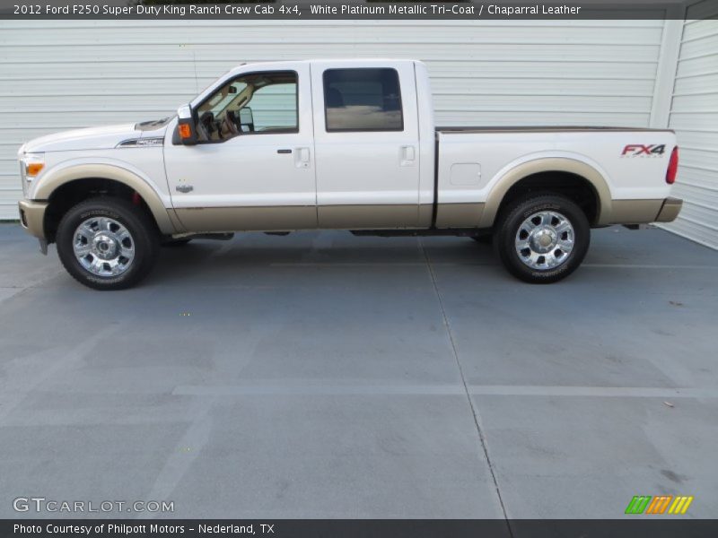 White Platinum Metallic Tri-Coat / Chaparral Leather 2012 Ford F250 Super Duty King Ranch Crew Cab 4x4