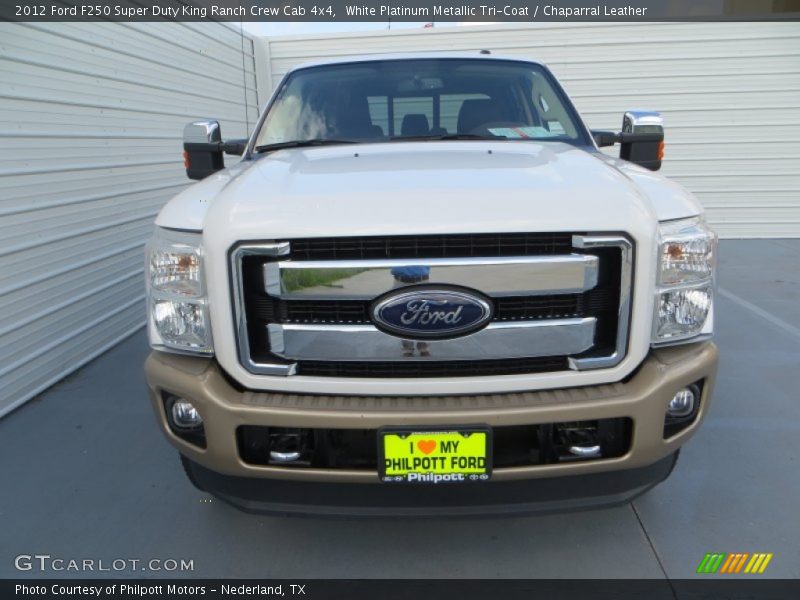 White Platinum Metallic Tri-Coat / Chaparral Leather 2012 Ford F250 Super Duty King Ranch Crew Cab 4x4