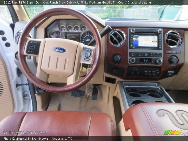 White Platinum Metallic Tri-Coat / Chaparral Leather 2012 Ford F250 Super Duty King Ranch Crew Cab 4x4