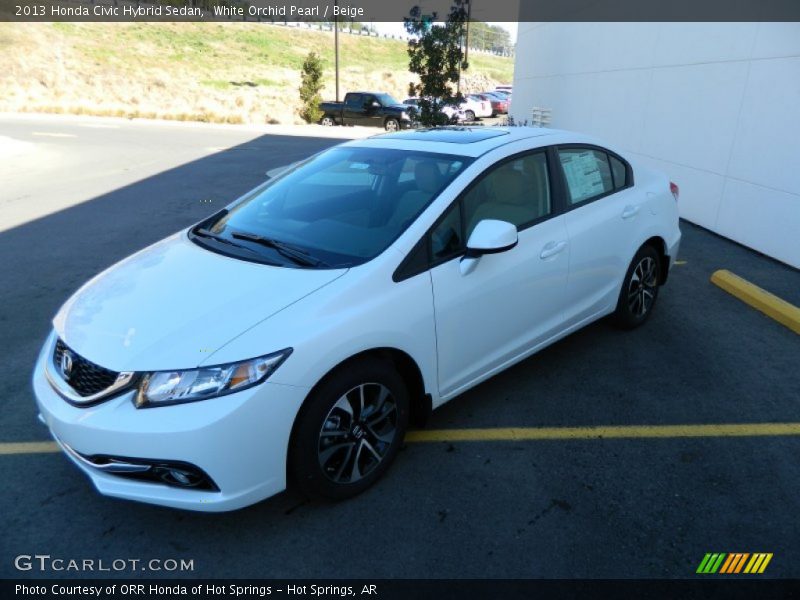 White Orchid Pearl / Beige 2013 Honda Civic Hybrid Sedan