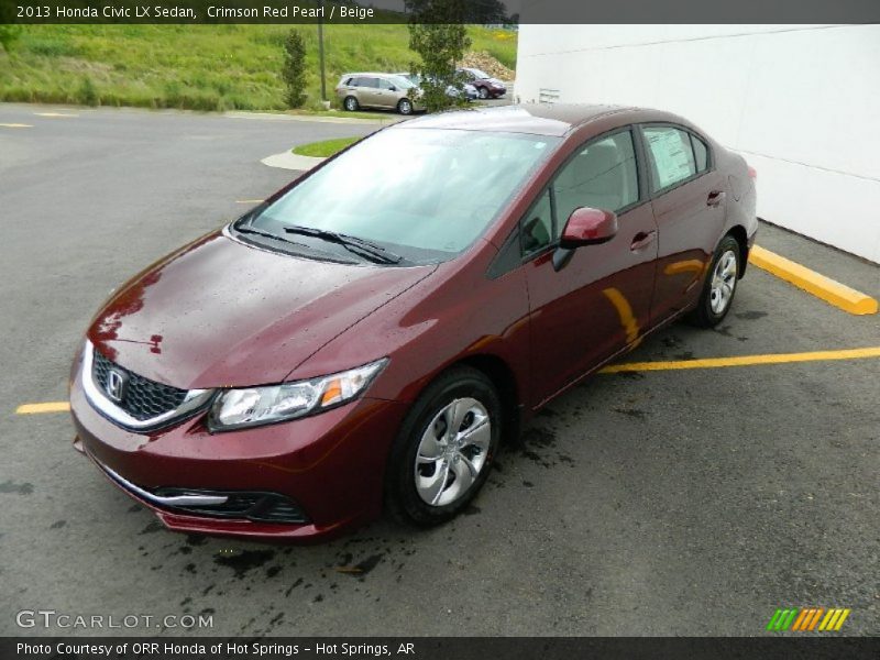 Crimson Red Pearl / Beige 2013 Honda Civic LX Sedan