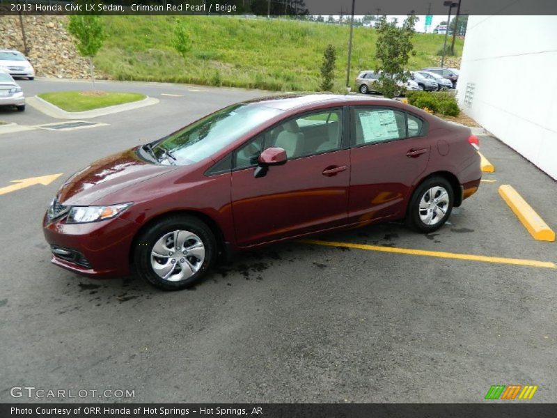 Crimson Red Pearl / Beige 2013 Honda Civic LX Sedan