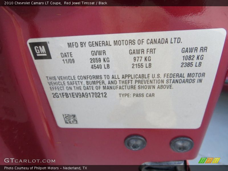Red Jewel Tintcoat / Black 2010 Chevrolet Camaro LT Coupe