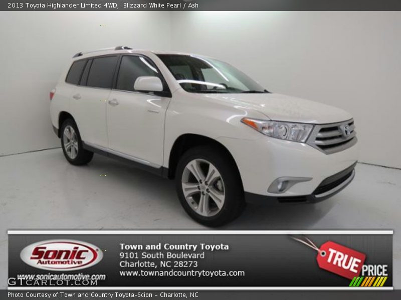 Blizzard White Pearl / Ash 2013 Toyota Highlander Limited 4WD