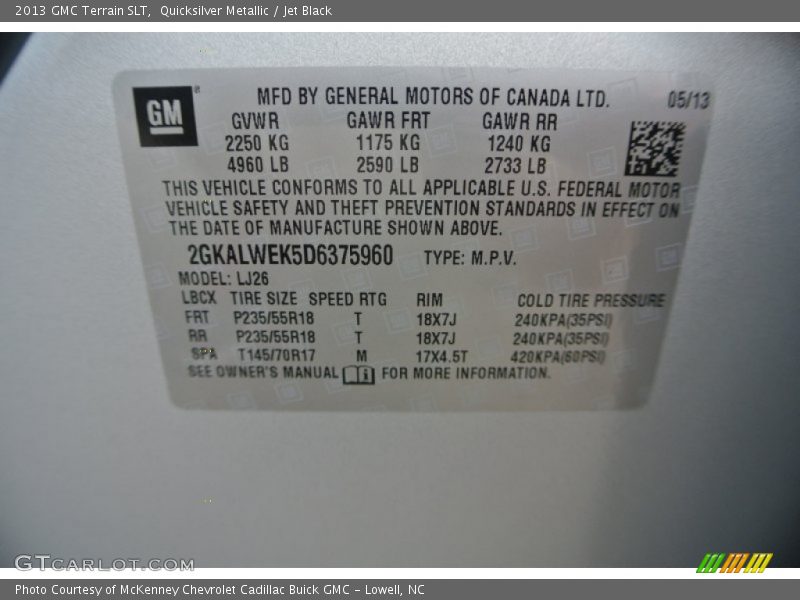 Quicksilver Metallic / Jet Black 2013 GMC Terrain SLT