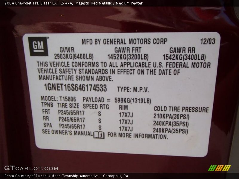 Majestic Red Metallic / Medium Pewter 2004 Chevrolet TrailBlazer EXT LS 4x4