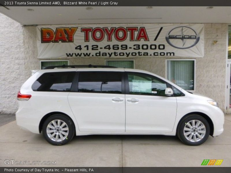 Blizzard White Pearl / Light Gray 2013 Toyota Sienna Limited AWD