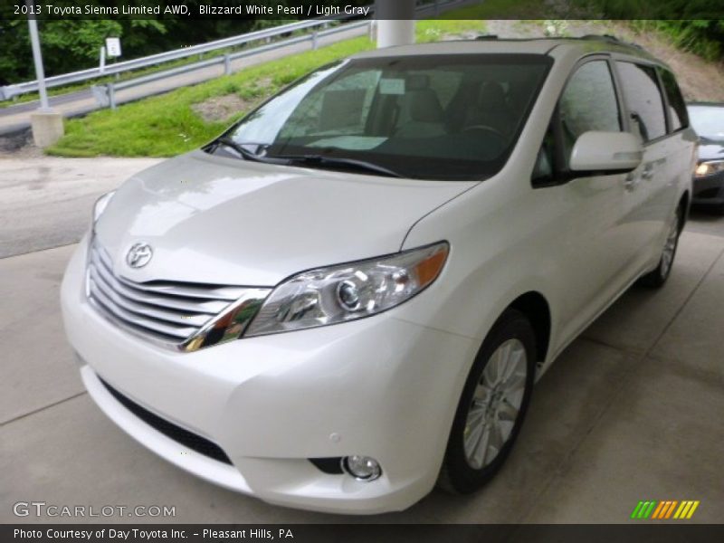 Blizzard White Pearl / Light Gray 2013 Toyota Sienna Limited AWD