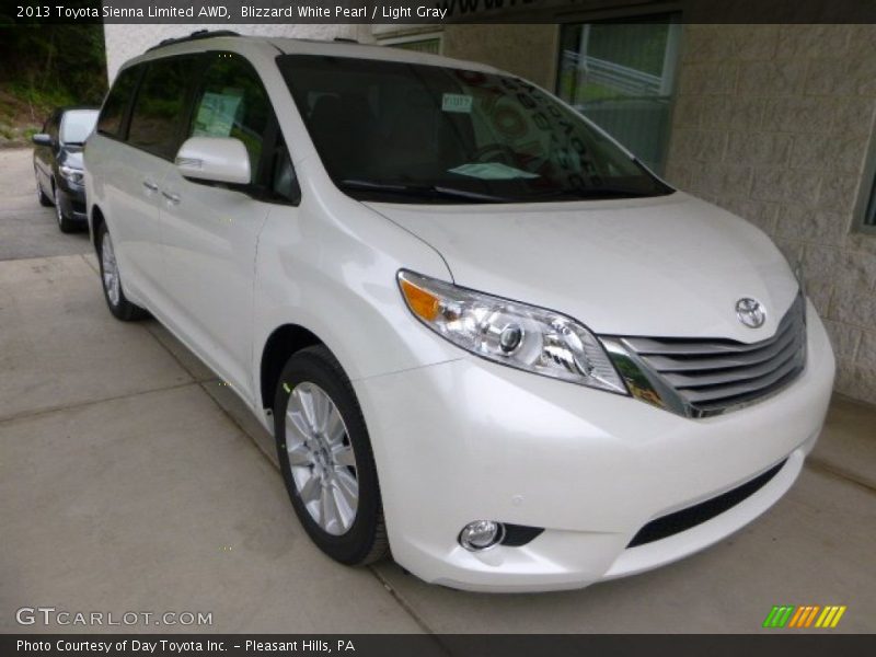 Blizzard White Pearl / Light Gray 2013 Toyota Sienna Limited AWD