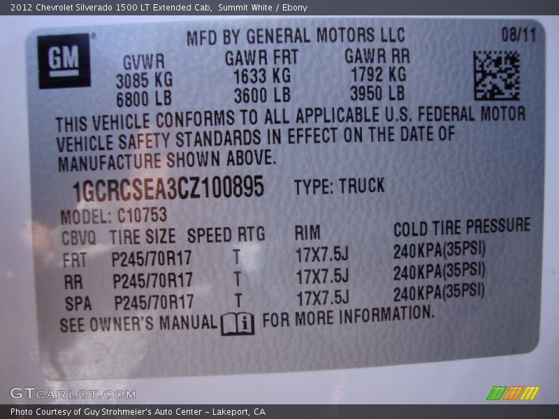 Summit White / Ebony 2012 Chevrolet Silverado 1500 LT Extended Cab