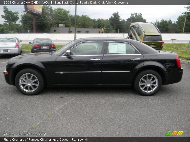 Brilliant Black Crystal Pearl / Dark Khaki/Light Graystone 2008 Chrysler 300 C HEMI AWD