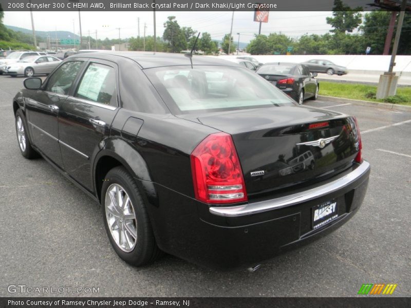 Brilliant Black Crystal Pearl / Dark Khaki/Light Graystone 2008 Chrysler 300 C HEMI AWD