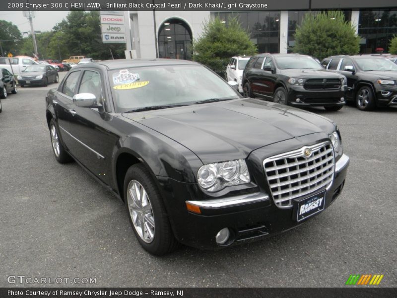 Brilliant Black Crystal Pearl / Dark Khaki/Light Graystone 2008 Chrysler 300 C HEMI AWD