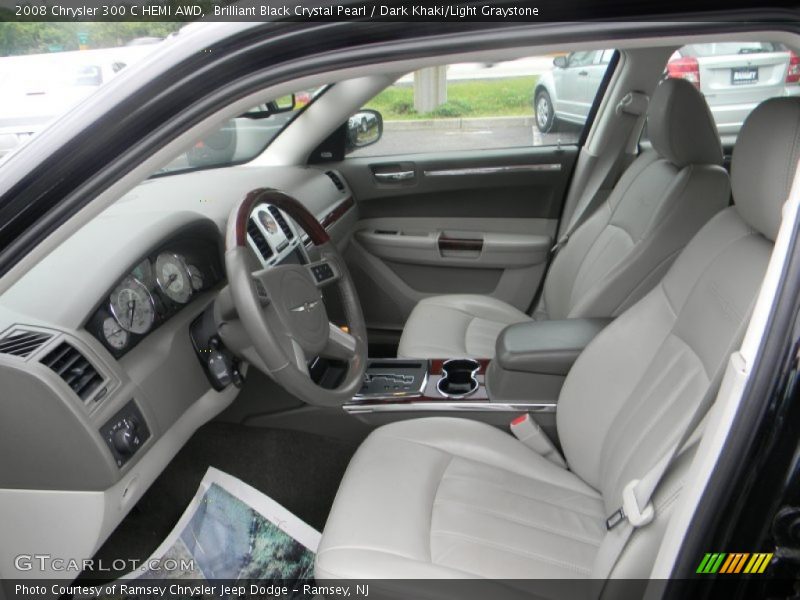 Brilliant Black Crystal Pearl / Dark Khaki/Light Graystone 2008 Chrysler 300 C HEMI AWD