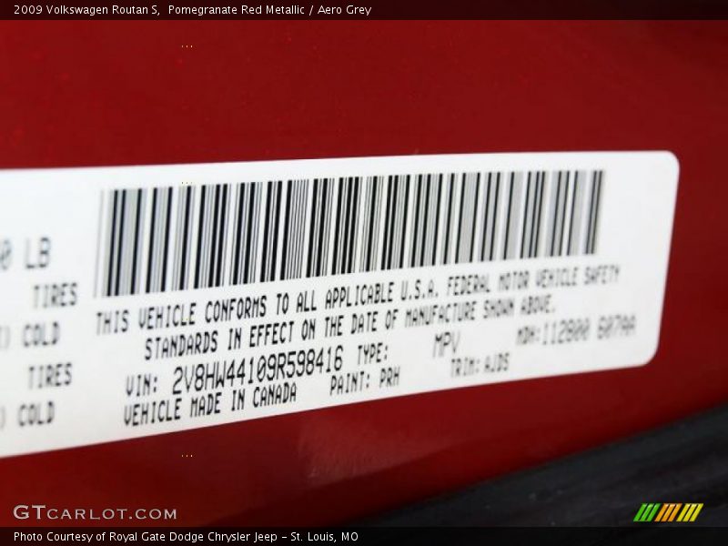 Pomegranate Red Metallic / Aero Grey 2009 Volkswagen Routan S