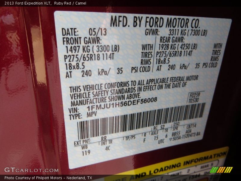 Ruby Red / Camel 2013 Ford Expedition XLT
