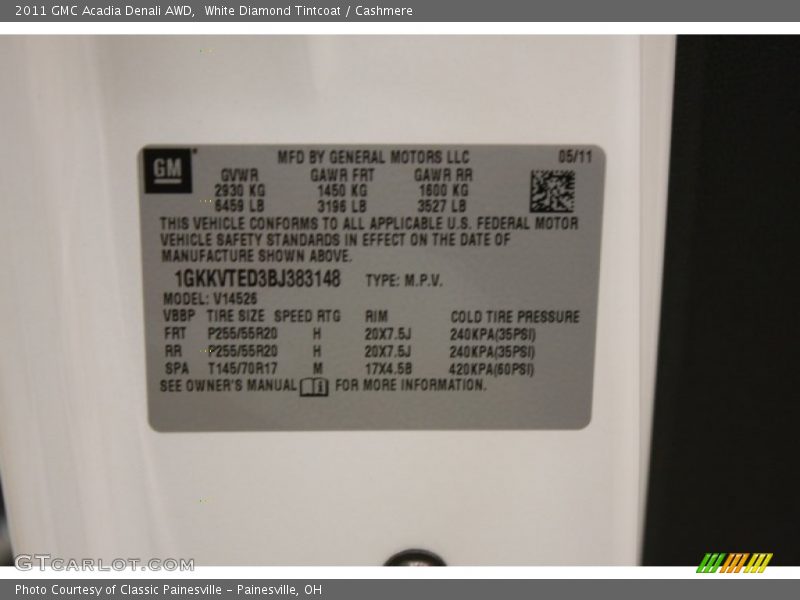 White Diamond Tintcoat / Cashmere 2011 GMC Acadia Denali AWD