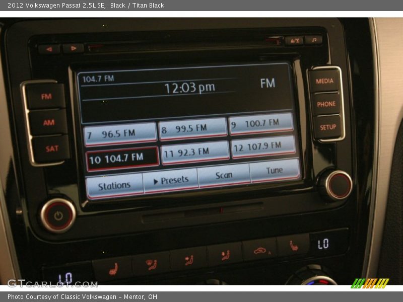 Black / Titan Black 2012 Volkswagen Passat 2.5L SE