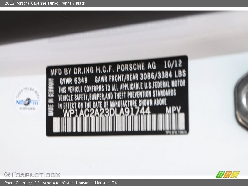 White / Black 2013 Porsche Cayenne Turbo