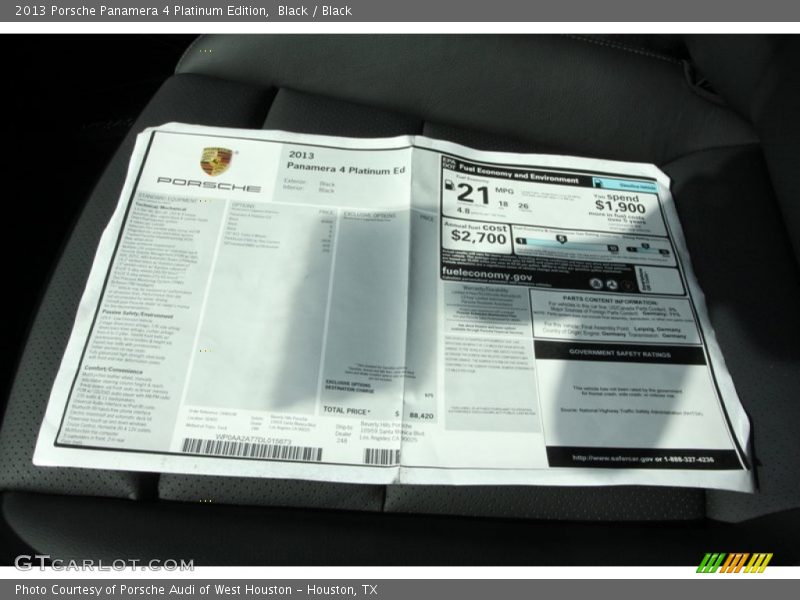 Black / Black 2013 Porsche Panamera 4 Platinum Edition