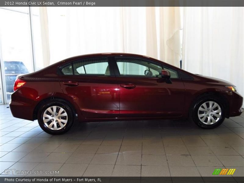Crimson Pearl / Beige 2012 Honda Civic LX Sedan