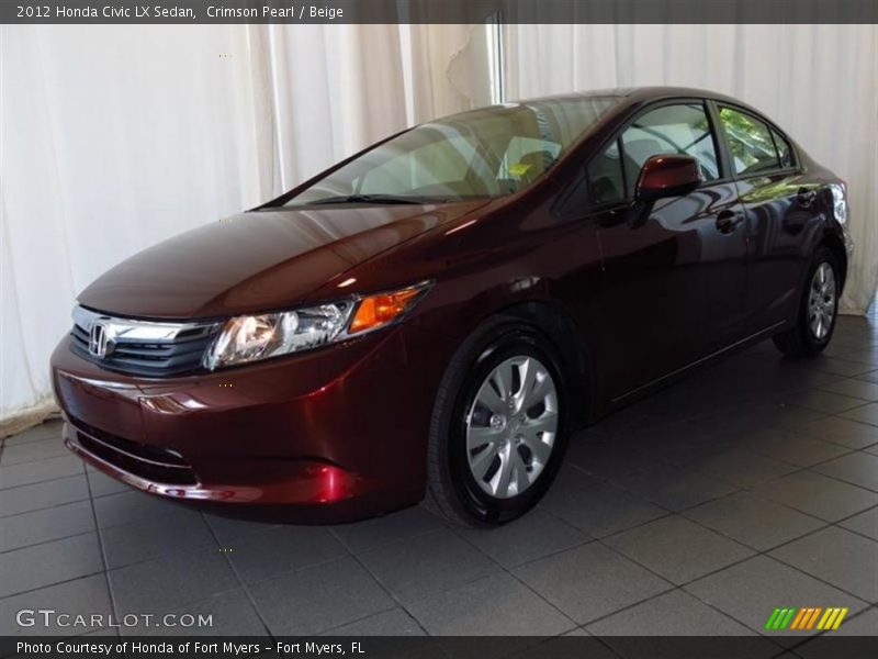 Crimson Pearl / Beige 2012 Honda Civic LX Sedan