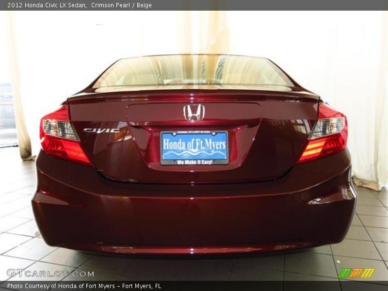 Crimson Pearl / Beige 2012 Honda Civic LX Sedan