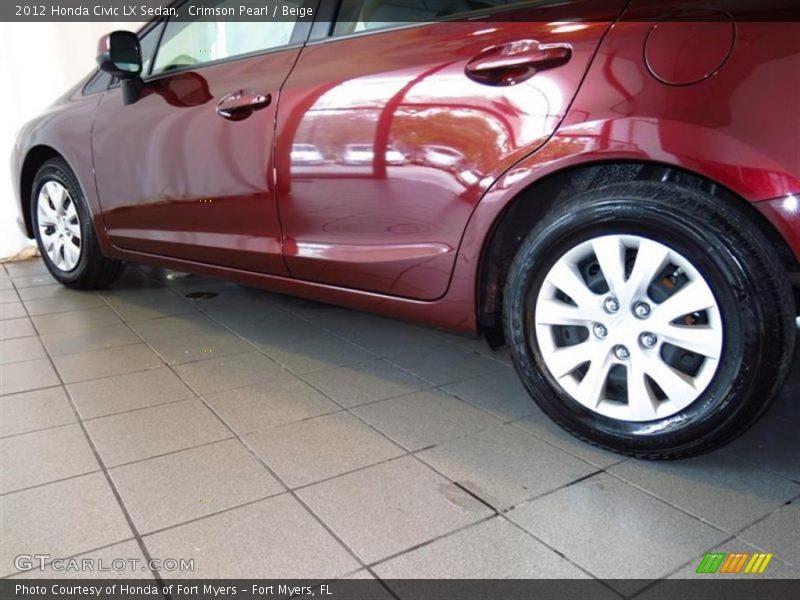 Crimson Pearl / Beige 2012 Honda Civic LX Sedan