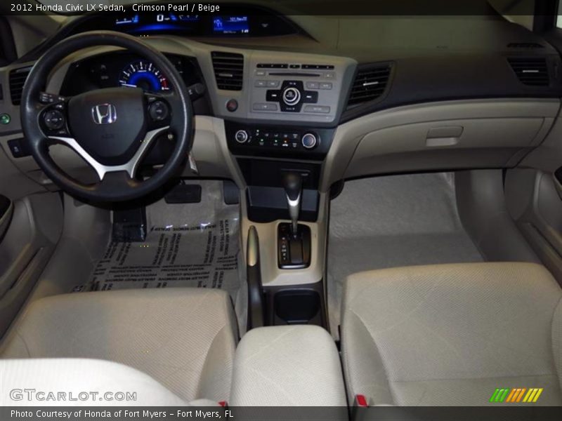Crimson Pearl / Beige 2012 Honda Civic LX Sedan
