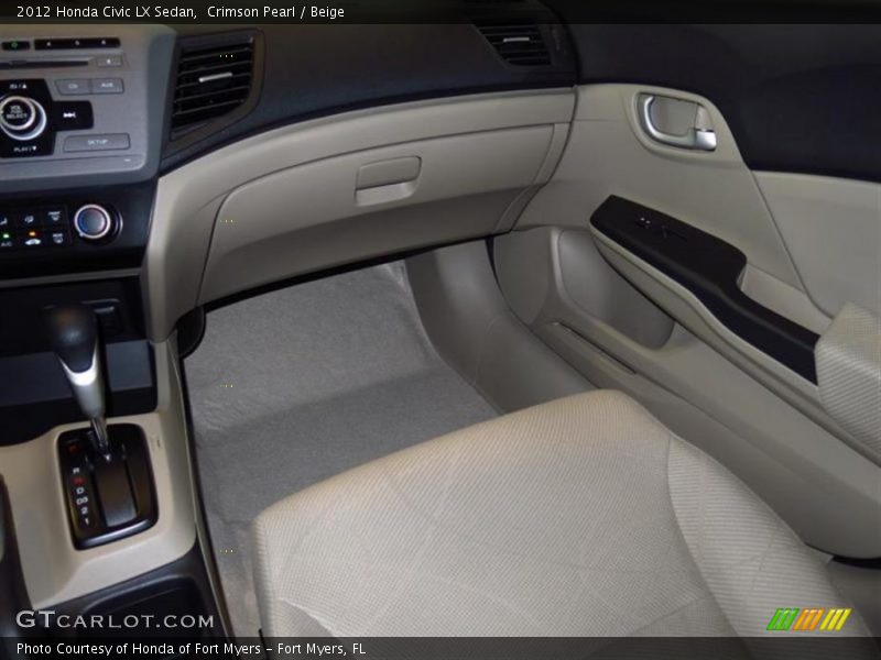 Crimson Pearl / Beige 2012 Honda Civic LX Sedan