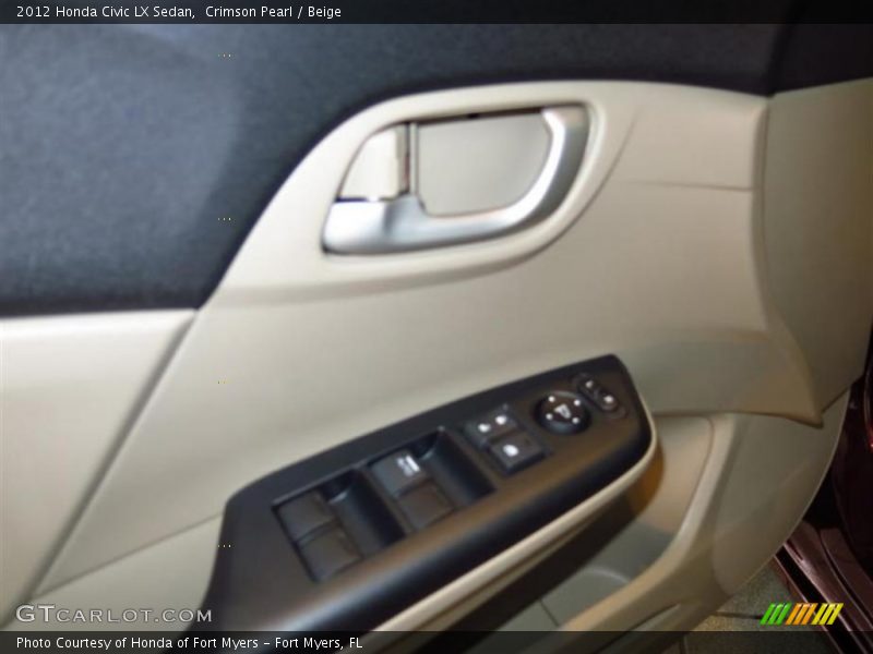 Crimson Pearl / Beige 2012 Honda Civic LX Sedan